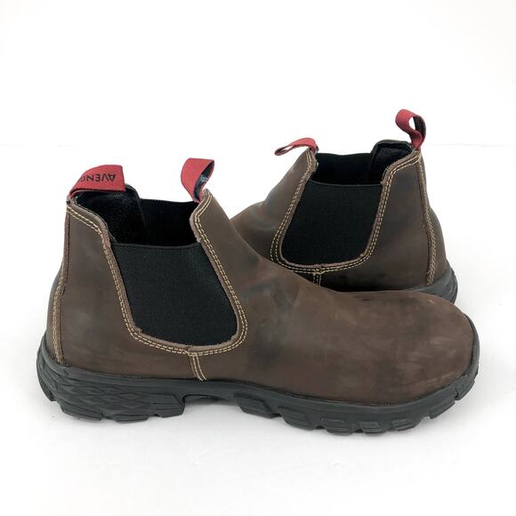 AVENGER Mens Flight Romeo Work Boots 7.5 Brown Leather Waterproof Alloy Toe EUC main image 11